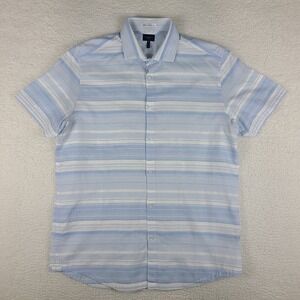 Goodman Dress Shirt‎ Mens XL Blue White Striped Cotton Button Up EC